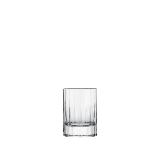 Bormioli | Bach Liqueur Glasses, 2.25 oz, Set of 4, featuring sleek, faceted design, ideal for elegant serving of cordials or digestifs, perfect for enhancing after-dinner moments.