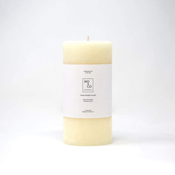 Mo&Co Home | Beeswax Pillar Candles | Natural White: 3x6 Inch