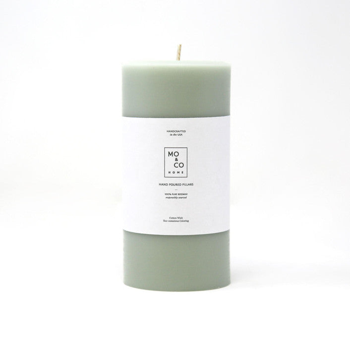 Mo&Co Home | Beeswax Pillar Candles | Eucalyptus: 3x6 Inch