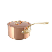 Mauviel | M'200 B Copper Saucepans - 3.3 Qt with polished copper exterior, stainless steel interior, and brass handle, exemplifying professional performance and elegance in cookware.