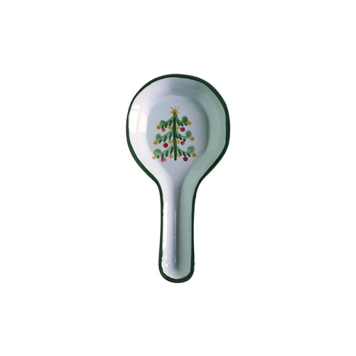 La Gabbianella | MAGIA, Spoon Rest features a handmade ceramic dish with a Christmas-tree motif, ideal for setting down cooking spoons in any kitchen.