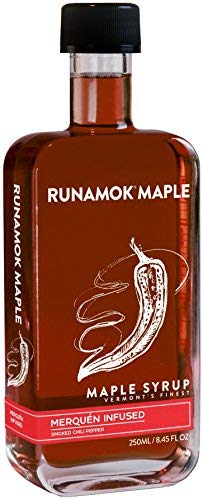 Runamok | Maple Syrups - Smoked Chili Pepper Infused bottle with a chili pepper drawing, highlighting its smoky-sweet maple flavor.