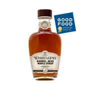 Runamok | Maple Syrups - WhistlePig - Barrel-aged Maple Syrup, in a glass bottle, highlighting its fusion of organic maple syrup and WhistlePig Rye Whiskey flavors.