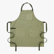 Hedley & Bennett | Essential Garment Dyed - Matcha apron, featuring an adjustable neck strap, two waist pockets, a chest pocket, and long waist ties, ideal for kitchen tasks.
