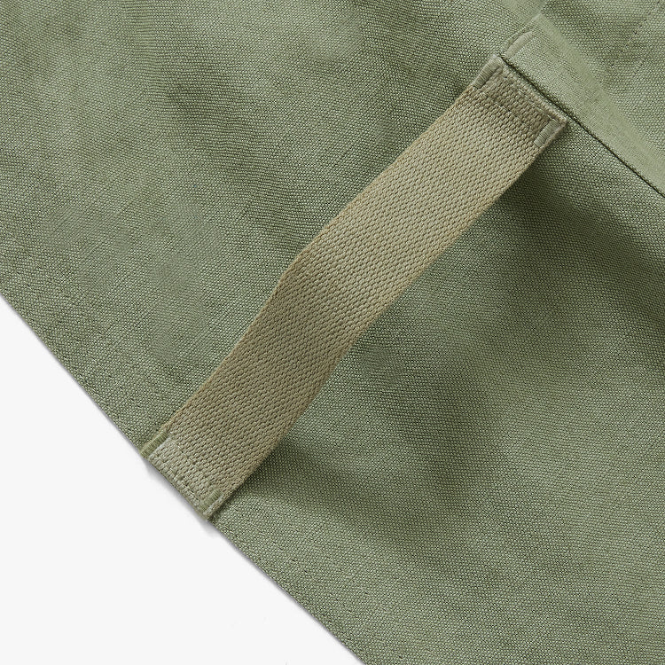 Hedley & Bennett Pinafore Apron, Matcha Green — fabric and construction detail
