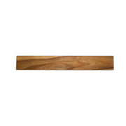 Messermeister | Acacia Magnetic Knife Rack: A sleek, wall-mounted, walnut knife holder with faint branding, designed to elegantly display and securely store kitchen knives.