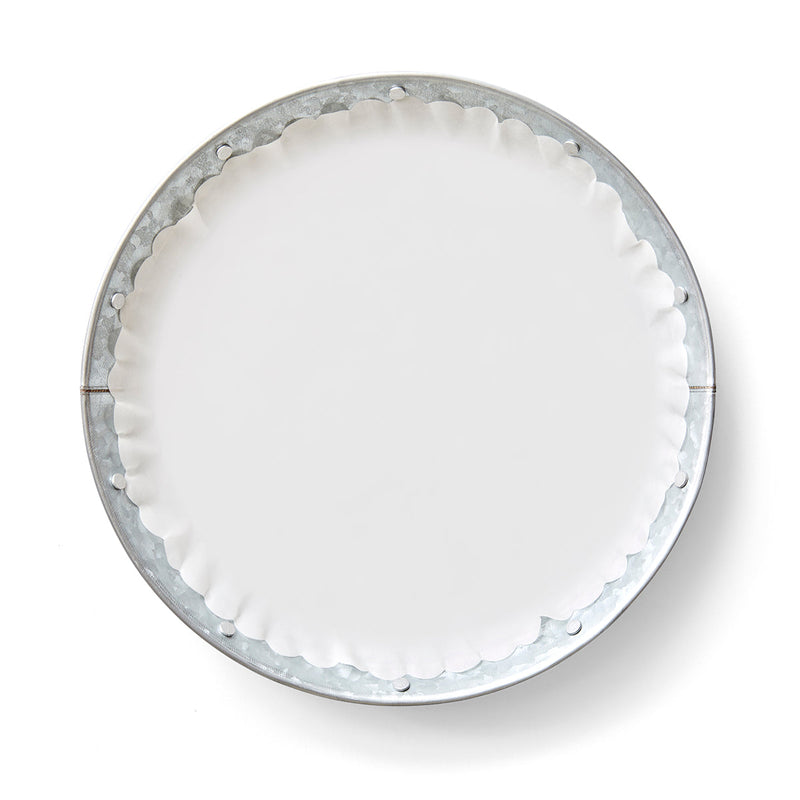 Plate & Pattern | Classic White Original Flat Plate Liners displayed on an oval platter, ideal for enhancing your tableware collection.