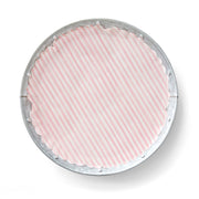 Round metal plate featuring 'Pink Me Up' patterned liners, ideal for enhancing your kitchen presentation from Athens Cooks' curated collection.