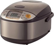 Zojirushi | Micom Rice Cooker Warmer - Stainless Brown with digital display and multi-function buttons for versatile cooking, featured at Athens Cooks.