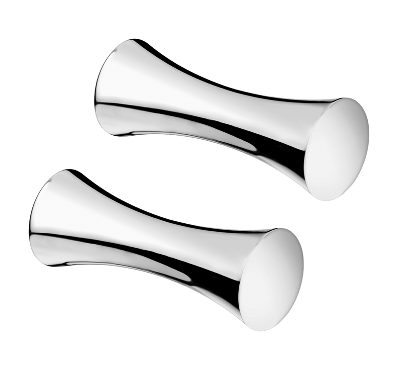 Christofle | Uni 2 Knife / Chopstick Rests, Silver Plated, featuring polished-chrome hourglass design to keep utensils elevated, preventing table stains.