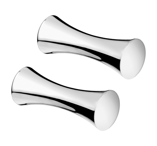 Christofle | Uni 2 Knife / Chopstick Rests, Silver Plated, featuring polished-chrome hourglass design to keep utensils elevated, preventing table stains.