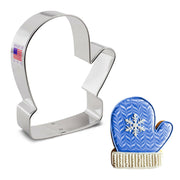 Ann Clark | Holiday Cookie Cutters - Star-3.5 with a snowflake design, including a cookie cutter and mitten-shaped cookie, ideal for festive baking creativity.