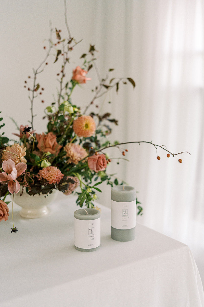 Mo&Co Home | Beeswax Pillar Candles | Eucalyptus: 3x4 Inch