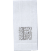 Crown Linen Designs | Monogram Linen Towel - F: European linen towel with an embroidered 'F', perfect for adding elegance to kitchen or bathroom decor.