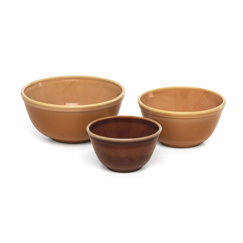 Vintage Inspired Glass Mixing Bowl Set with three nesting flint glass bowls, ideal for mixing or serving, showcasing craftsmanship by Mosser.