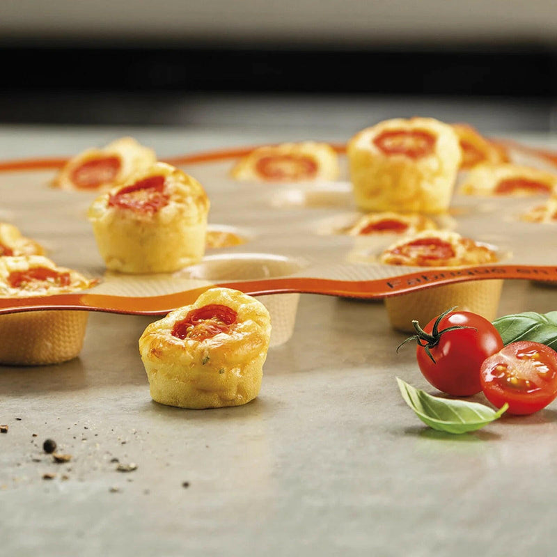 Silpat Reusable Silicone Baking Molds - Tartelette Mold with 12 holes for perfectly shaped pastries, quiches, and more. Ideal for baking enthusiasts at Athens Cooks.