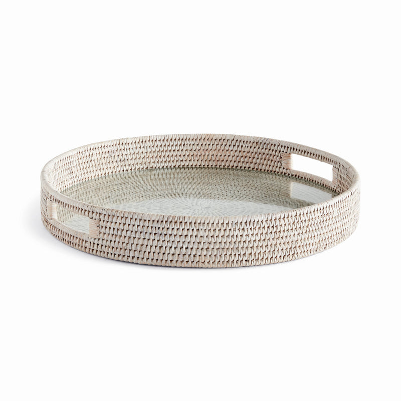 Napa Home & Garden | Burma Rattan Round Serving Tray Large, White