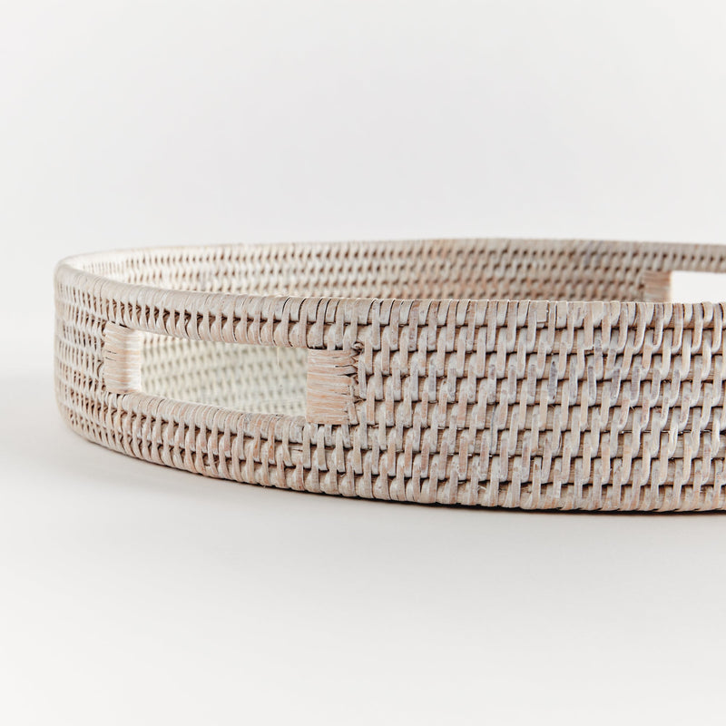 Napa Home & Garden | Burma Rattan Round Serving Tray Large, White