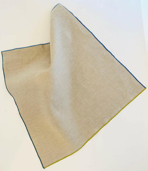 Tisch New York | Natural Linen Napkins Set of 4 - Green Hem, showcasing elegant craftsmanship with multi-colored hems, ideal for enhancing any dining experience.