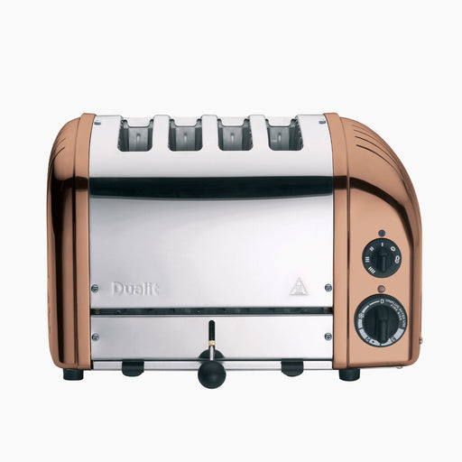 Dualit | 4 Slice Classic Toaster, Copper, featuring adjustable browning controls, defrost setting, and handcrafted ProHeat® elements for versatile and efficient toasting in your kitchen.