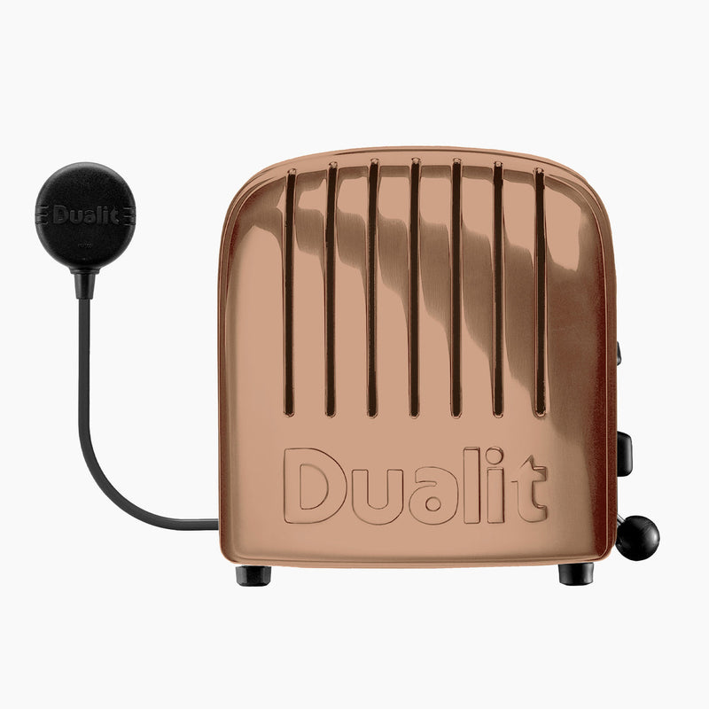 Dualit | 2 Slice Classic Toaster, Copper, featuring top slots, side levers, and browning sensor; embodies craftsmanship and functionality, ideal for Athens Cooks' curated kitchen collection.