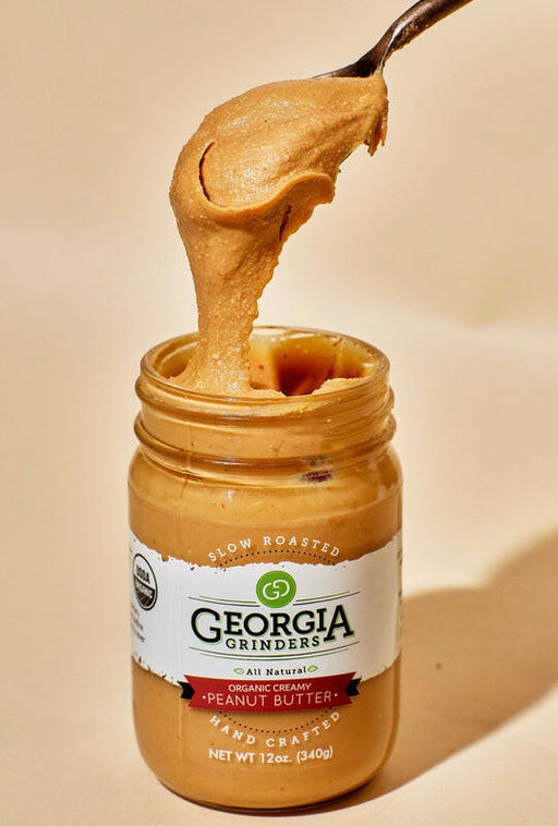 Georgia Grinders | Nut Butters - Creamy Peanut Butter jar, showcasing organic, Georgia-grown peanuts for a rich, smooth texture. Perfect for enhancing any dish.
