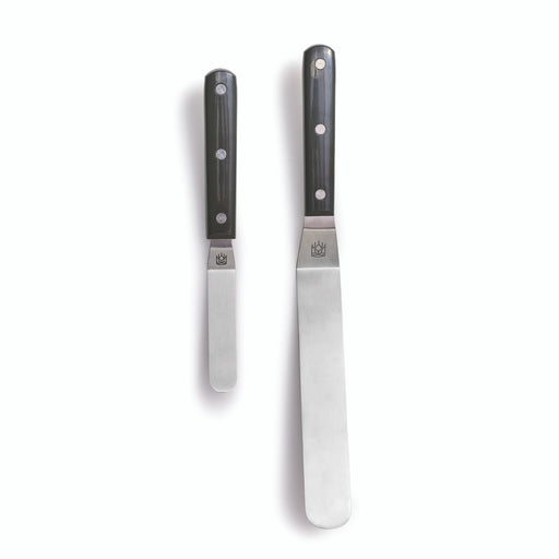 King Arthur Baking Company Offset Spatulas with angled blades for precise frosting control, available in small and large sizes, ideal for bakers and chefs.