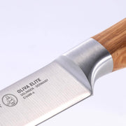 Messermeister | Oliva Elite Knife Collection, 6 inches Utility Knife: A high-quality German-made chef’s knife with a stainless-steel blade and olive wood handle. Ideal for versatile kitchen tasks.
