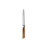 Messermeister | Oliva Elite 6 Utility Knife with a sleek stainless steel blade and elegant olive wood handle, ideal for versatile kitchen tasks at Athens Cooks.