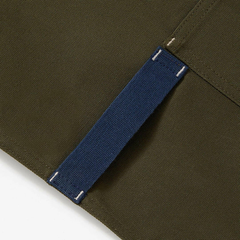 Hedley & Bennett | Essential Aprons - Tahoe Pine: Durable cotton canvas apron with adjustable neck strap, long waist ties, and multiple pockets for versatile kitchen use.