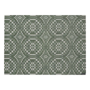 Chilewich | Overshot Rectangular Placemat, Thyme: A woven placemat with octagonal and diamond motifs, inspired by vintage American textiles, ideal for adding elegance to any kitchen setting.