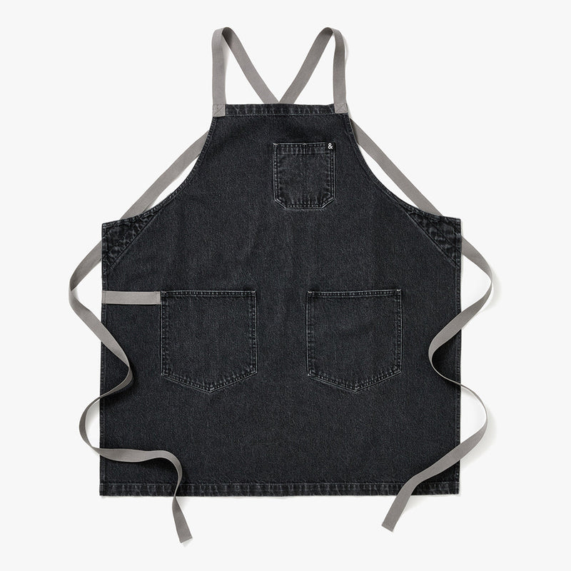 Hedley & Bennett All Day Crossback Apron, Oyster Gray Denim — front view