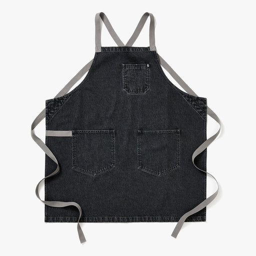Hedley & Bennett All Day Crossback Apron, Oyster Gray Denim — front view