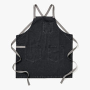 Hedley & Bennett | All Day Crossback - Oyster Gray Denim apron with cross-back straps, three front pockets, and durable cotton denim for lasting kitchen style.