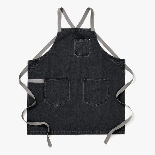 Hedley & Bennett | All Day Crossback - Oyster Gray Denim apron with cross-back straps, three front pockets, and durable cotton denim for lasting kitchen style.