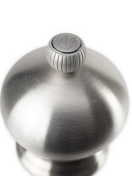 Peugeot | Paris Chef u'Select Pepper Mill Stainless Steel, 9 inches, featuring a domed head and ribbed adjustment knob for precise seasoning control.