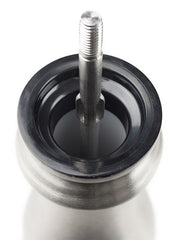 Close-up of Peugeot Paris Chef u'Select Pepper Mill, showing high-quality stainless steel axle and bearing assembly, highlighting precision grinding mechanism.