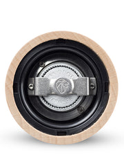 Close-up of Peugeot | Paris u'Select Pepper Mill Natural Wood, 9 inches, highlighting its robust grinding mechanism and iconic design with Peugeot France adjustment knob.