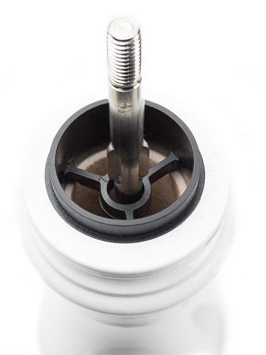 Peugeot | Paris u'Select Pepper Mill, 9-inch: Close-up of the adjustable burr mechanism, showcasing the innovative grinding system and craftsmanship of this essential kitchen tool.