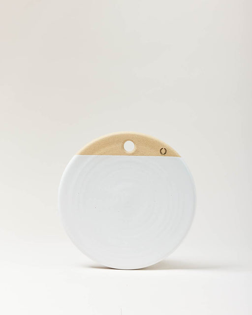 Farmhouse Pottery | Cheese Stone (10-Inch): A handcrafted, dual-finish ceramic board with a hanging hole, ideal for serving cheese and more. Perfect for Athens Cooks' curated kitchen collection.