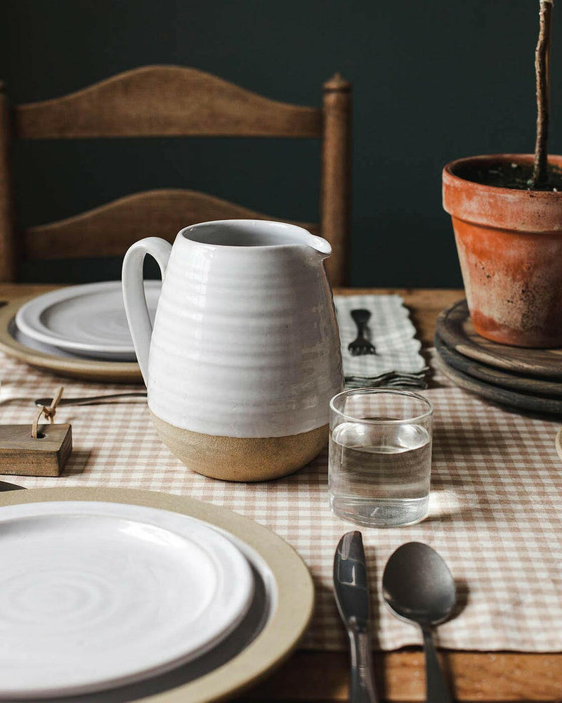 Farmhouse Pottery | Farmer's Pitcher - Medium, features a hand-formed spout and sturdy handle for easy pouring, perfect for serving drinks or displaying flowers.