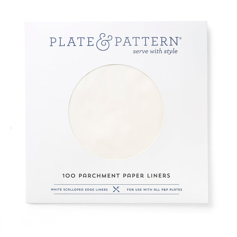 Classic White Original Flat Plate Liner featuring a central circle design, ideal for stylish table settings, from Athens Cooks kitchen store.