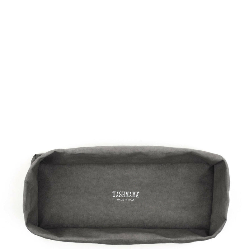 UASHMAMA | Panino Storage Tray - White, a versatile, washable paper tray suitable for organizing kitchen items or personal essentials, showcasing close-up details of its sturdy fabric and leather-like texture.