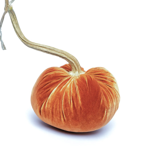 Hot Skwash Silk Velvet Pumpkin - Bronze Jumbo, featuring a unique, naturally sourced stem, handcrafted by artisans for elegant home decor.