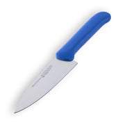 Messermeister Petite Messer Kid's Chef Knife with 5 stainless blade and ergonomic blue handle, ideal for precise chopping and slicing in the kitchen.