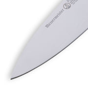Messermeister Petite Messer Kid's Chef Knife, featuring a sharp 5 stainless-steel blade with brand etching, ideal for precise chopping and slicing.