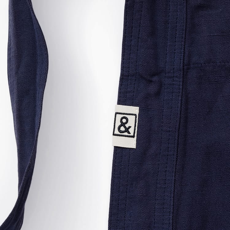 Hedley & Bennett Pinafore Apron, Blueberry Blue, fabric and construction detail