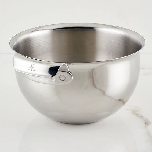 Hestan Provisions | 7qt Stainless Steel Mixing Bowl on marble, showcasing its polished surface, flared rim, and durable construction ideal for versatile kitchen use.