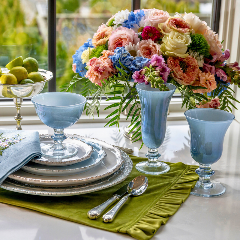 Arte Italica & Crown Linen Designs | Rialto Flute - Adriatic Blue