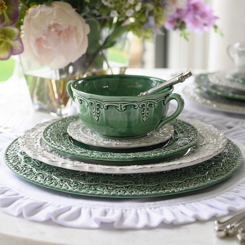 Arte Italica & Crown Linen Designs | Renaissance 2 Handled Soup Bowl, White